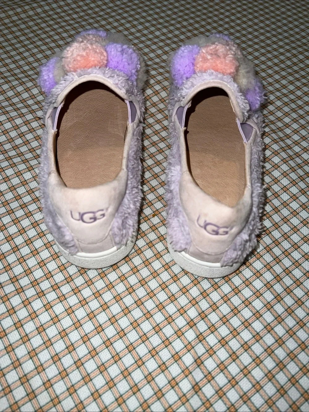 UGG Lavender Pom Pom Slip-On Sneakers with Pastel Pom Accents
